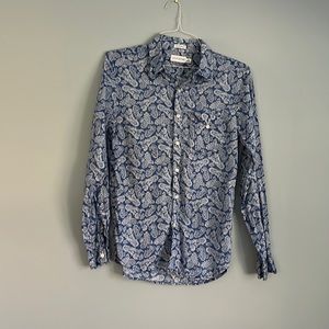 Lucky Brand linen small button front long sleeve shirt